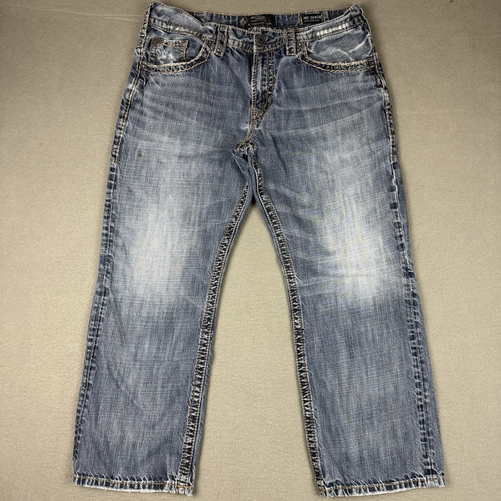 Silver Eddie Jeans Mens 36x29* Bootcut Relaxed Whisker Baggy Y2K Denim